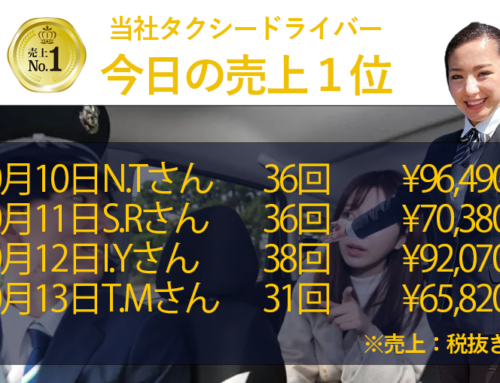 2025年10月10日～10月13日　売上トップタクシードライバー