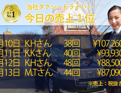 2025年4月10 日～13日　売上トップタクシードライバー