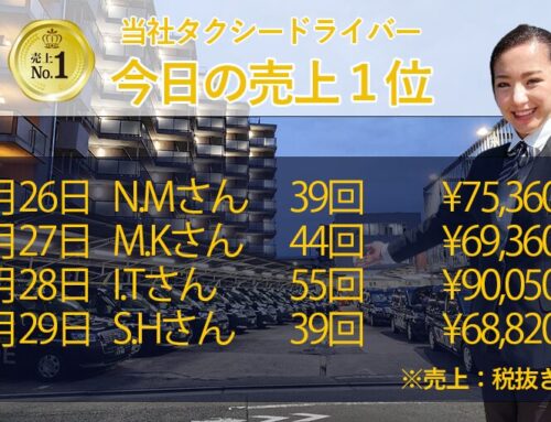 2025年4月26日～29日　売上トップタクシードライバー