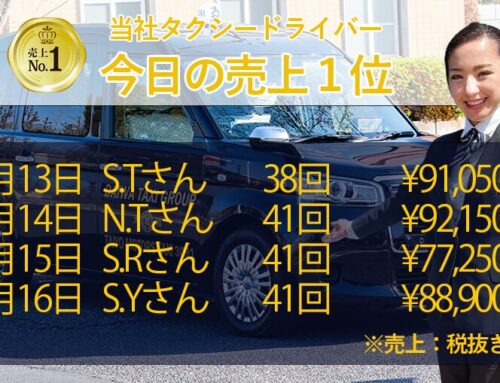 2025年3月3日～16日　売上トップタクシードライバー