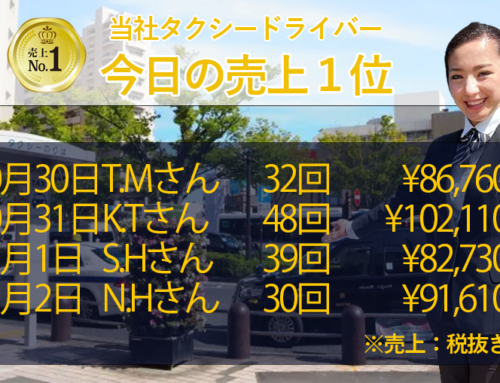 2025年10月30日～11月2日　売上トップタクシードライバー