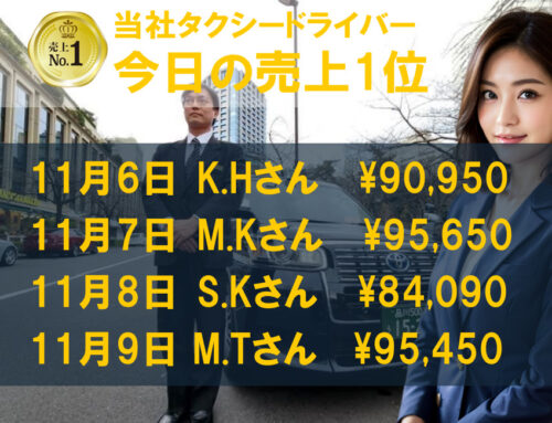 2023年11月6日～9日　売上トップタクシードライバー