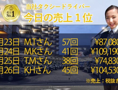 2025年8月23日～26日　売上トップタクシードライバー