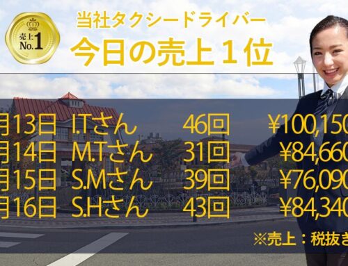 2025年6月13日～16日　売上トップタクシードライバー