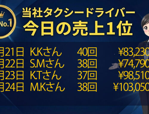 2026年3月21日～24日　売上トップタクシードライバー