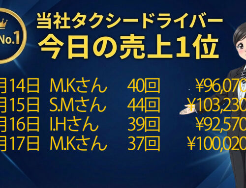 2026年4月14日～17日　売上トップタクシードライバー