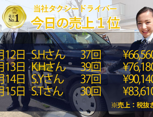 2026年1月12日～15日　売上トップタクシードライバー